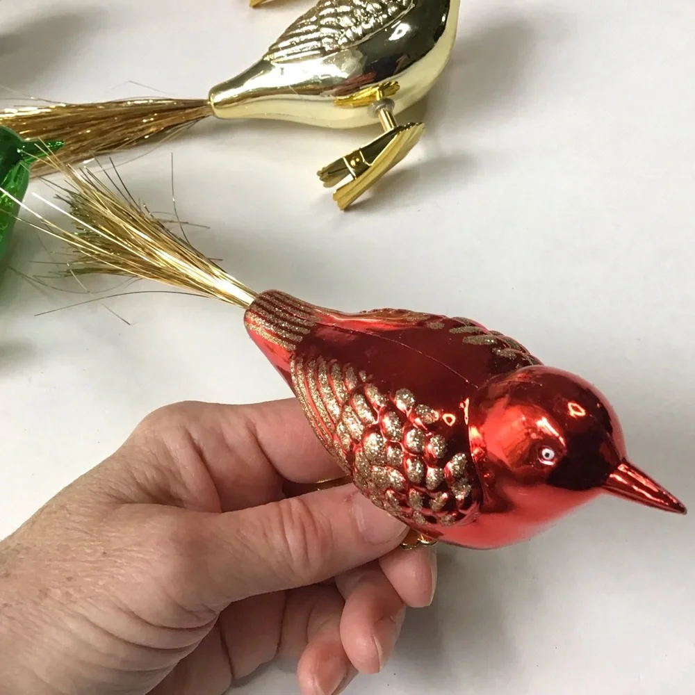 Martha Stewart Living Bird Ornaments Clip-On Shatter-Resistant Multi-Color 6Pcs